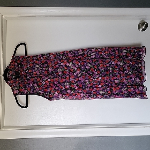 Calvin Klein Tie Beck Sleeveless Floral Print Trapeze Dress - Picture 2 of 7